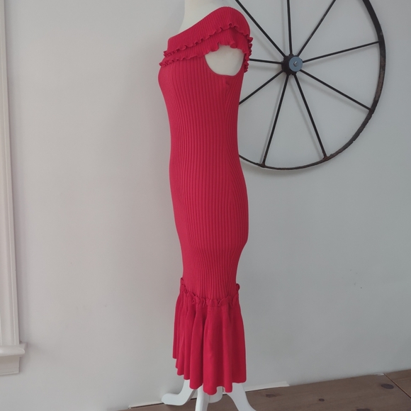 Jonathan Simkahi red ribbed bodycon midi dress S $750 - Picture 4 of 8